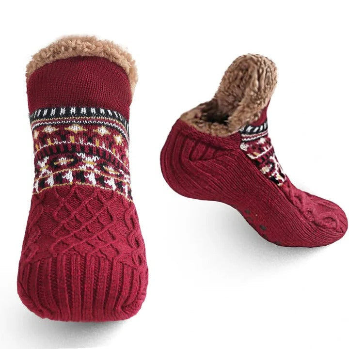 Snowflake Pattern Thermal Winter Socks – Knit Christmas Floor Socks
