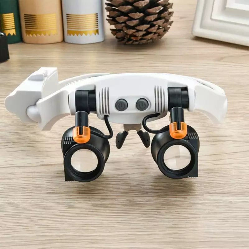 Head-Mounted Magnifying Glasses – LED Light, 10x-25x Interchangeable Lenses & Adjustable Headband