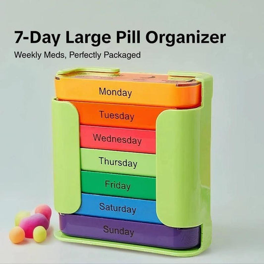 7-Day Pill Organizer – Color-Coded Compartments, Weekday Labels & Travel Size