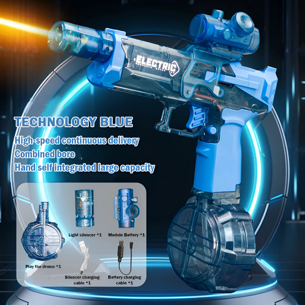 LED Water Gun with Silencer – USB Rechargeable, Removable Tank & Long Range
