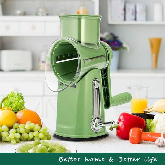 5-Blade Rotating Grater with Suction Base – Versatile Kitchen Tool for Effortless Grating and Slicing