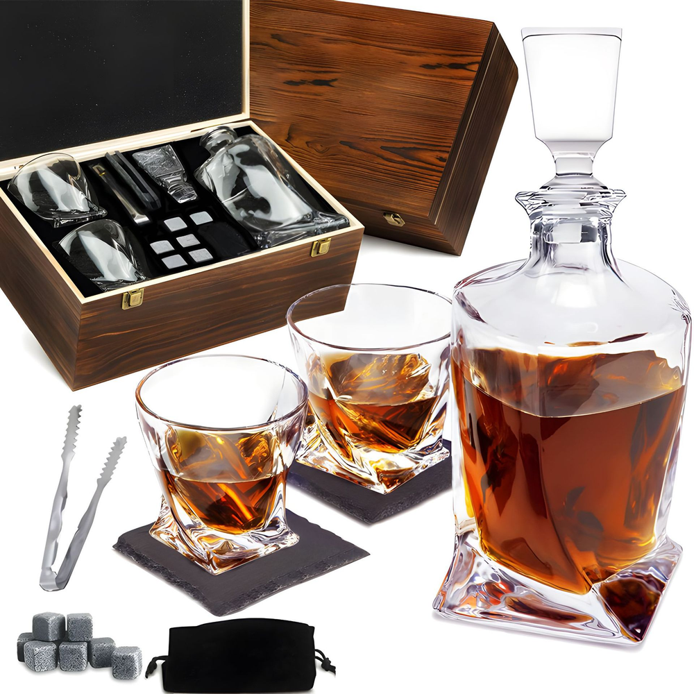 WhiskeyWave – Luxurious Crystal Whiskey Decanter and Glasses Set