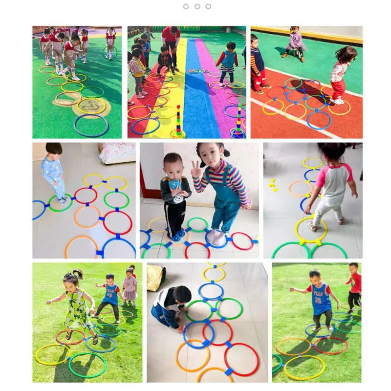 Kids Agility Hopping Rings Set – 10 Rings & Clips, 28/38cm & Indoor/Outdoor Play