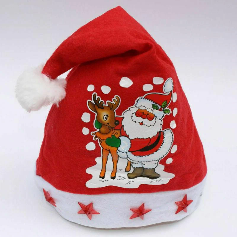Santa Claus LED Light-Up Christmas Hat - Festive Holiday Headwear for Christmas Parties & Celebrations