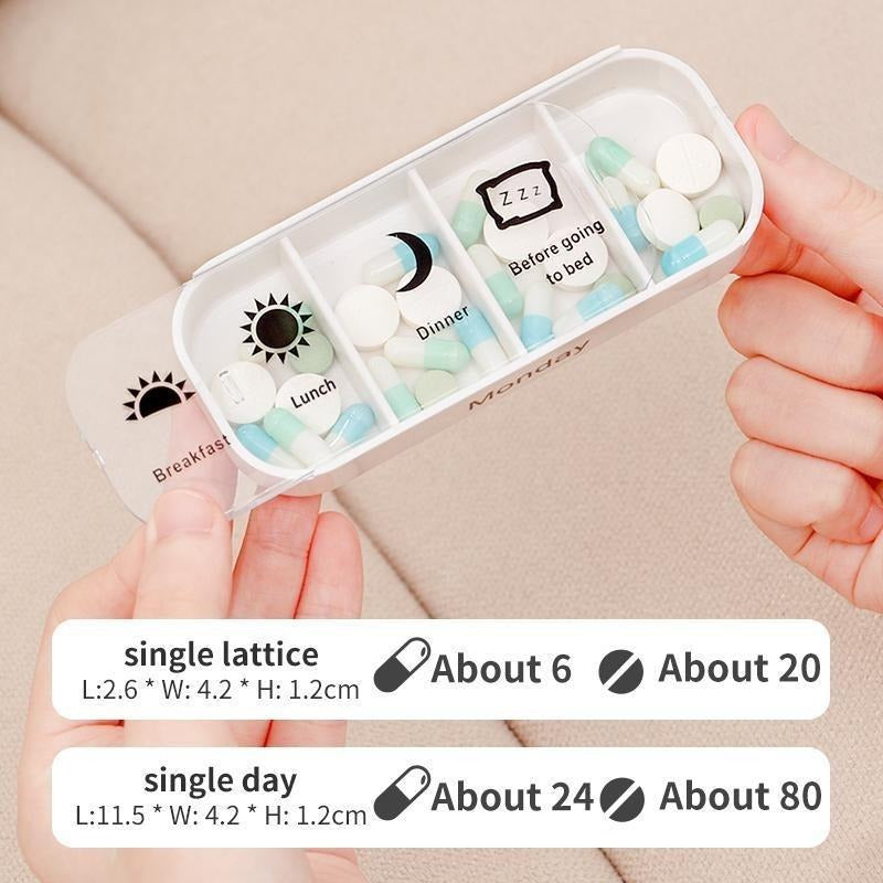 7-Day Pill Organizer – Color-Coded Compartments, Weekday Labels & Travel Size