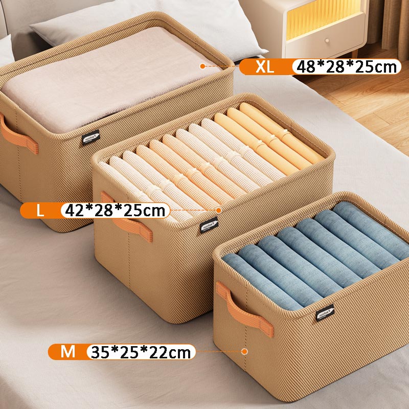 Foldable Fabric Storage Box – Corduroy, M/L/XL Sizes & Carry Handles