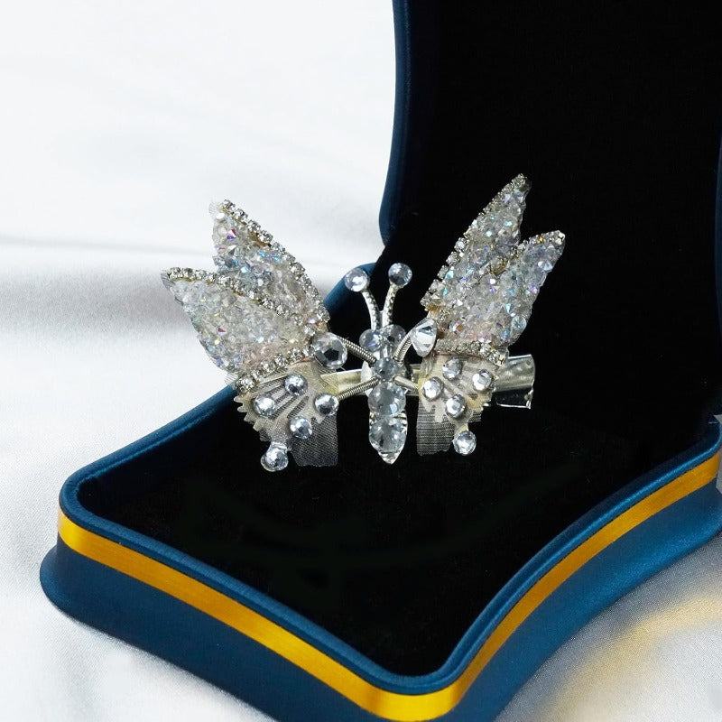 Butterfly Hair Clips – Women's, Moving Wings, Rhinestone Sparkle & 8-Pack