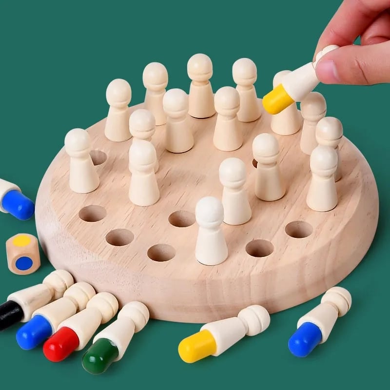 Enhanced Product Title: "Holz-Gedächtnisspiel für Kinder ab 3 Jahren – Mit bunten Farbsteckern und Würfel für spielerisches Lernen" 

This title is optimized for Google Shopping by including relevant keywords and providing a clear description of the produ