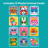 Pom-Pom Animal Craft Kit – 600 Pompoms, 12 Animal Cards & Placement Tool