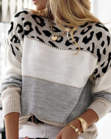 Zoe Color Block Leopard Print Pullover - Trendy Women's Sweater for Stylish Comfort
