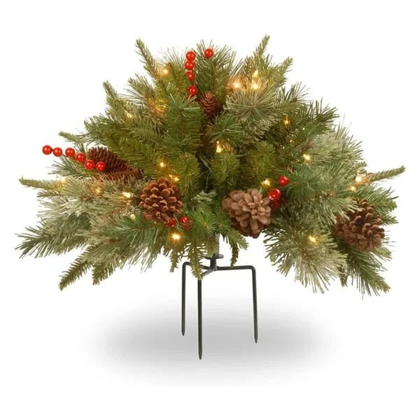 Realistic Pre-Lit Artificial Christmas Tree Urn Filler - Perfect Holiday Decoration