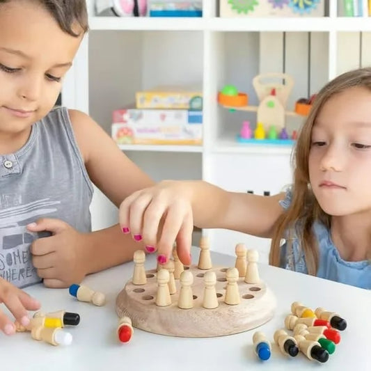 Wooden Memory Game for Kids – Colored Pegs, Dice & Ages 3 and Up