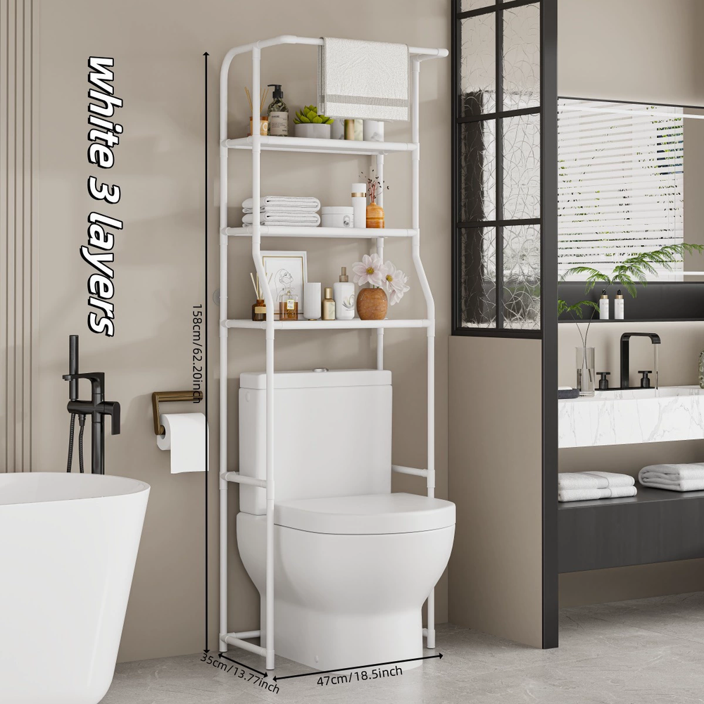 Over-Toilet Storage Shelf – 3-Tier, 47×35×158 cm & Waterproof Steel