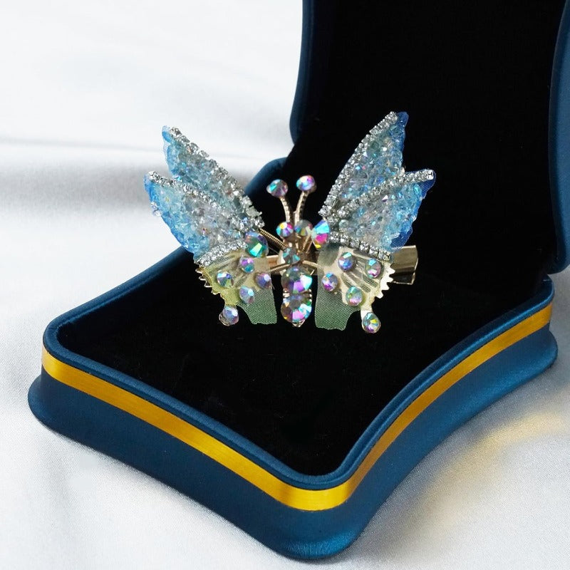 Butterfly Hair Clips – Women's, Moving Wings, Rhinestone Sparkle & 8-Pack