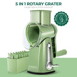 Enhanced Product Title: **5-Blade Rotating Grater with Suction Base – Versatile Kitchen Tool for Effortless Grating and Slicing**