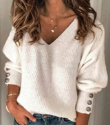 Aubrey™ Cozy V-Neck Button Front Sweater - Stylish & Comfortable Knitwear for All Seasons