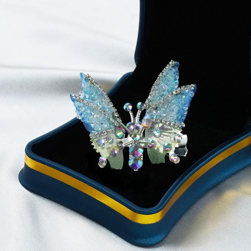 Butterfly Hair Clips – Women's, Moving Wings, Rhinestone Sparkle & 8-Pack
