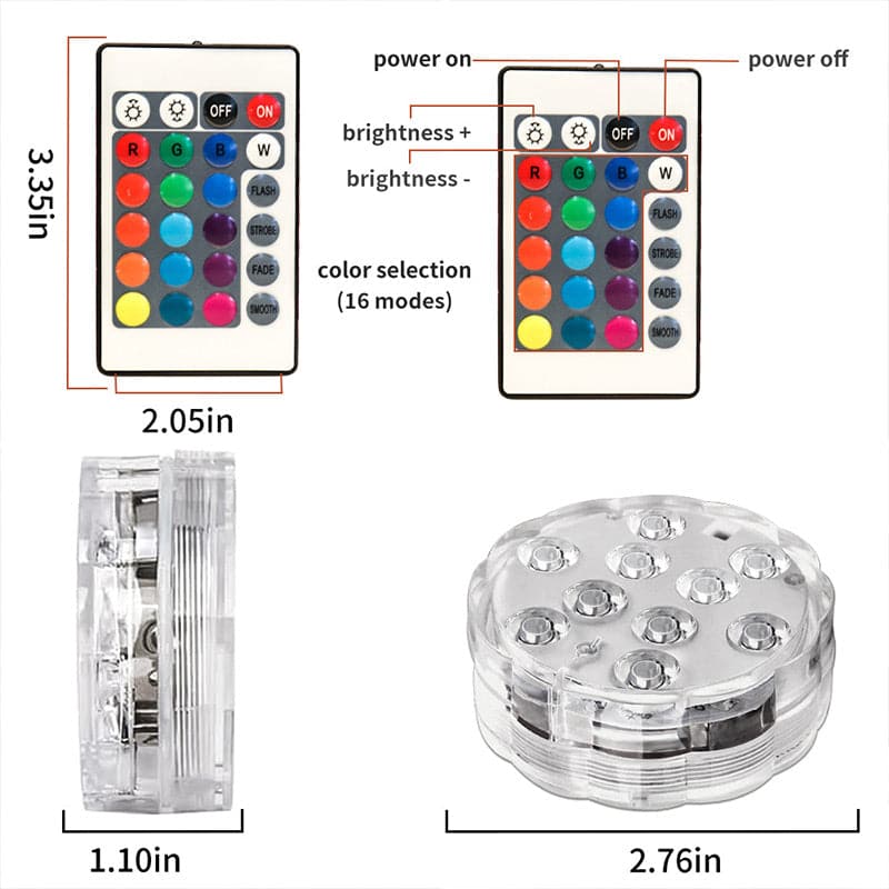 Submersible LED Pool Lights – IP68 Waterproof, 16 RGB Colors, Remote, 3-Pack