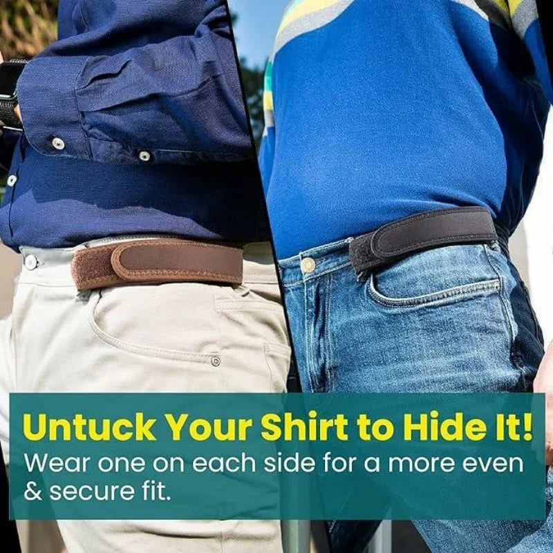 Men's Elastic No-Buckle Belt – Invisible Velcro Closure, Stretch Fabric & S/M/L Sizes