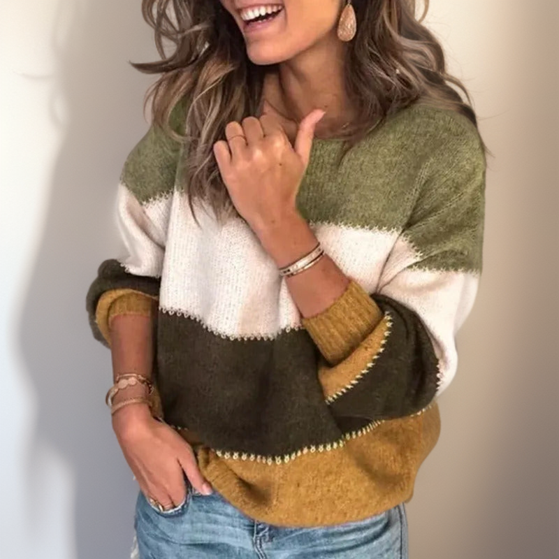Lianni Gemütlicher Gestreifter Luxus-Pullover für Damen – Hochwertiger, Bequemer Strickpullover im Trend-Design