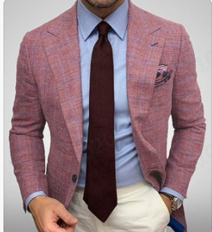 Men's Business Woven Blazer with Notched Lapels and Two-Button Front