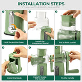 Enhanced Product Title: **5-Blade Rotating Grater with Suction Base – Versatile Kitchen Tool for Effortless Grating and Slicing**