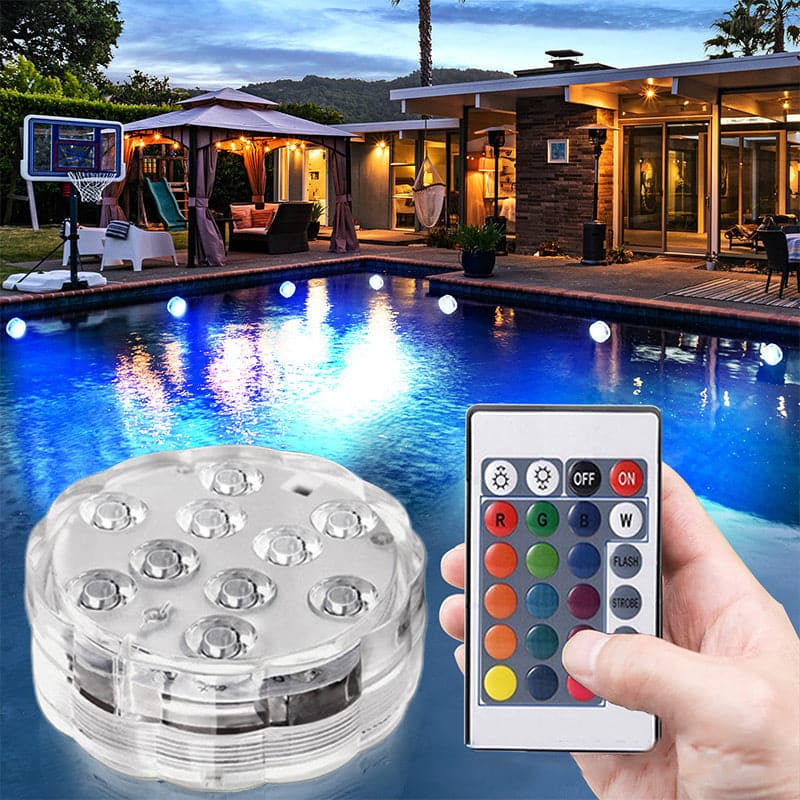 Submersible LED Pool Lights – IP68 Waterproof, 16 RGB Colors, Remote, 3-Pack