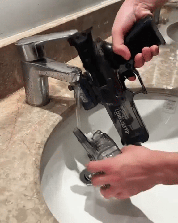 LED Water Gun with Silencer – USB Rechargeable, Removable Tank & Long Range