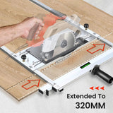 Circular Saw Guide Rail – 0–320mm Adjustable, Stainless Steel, Dust Adapter