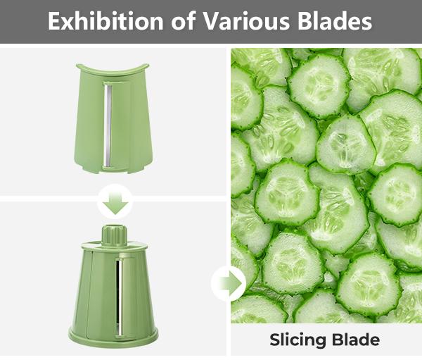 Enhanced Product Title: **5-Blade Rotating Grater with Suction Base – Versatile Kitchen Tool for Effortless Grating and Slicing**
