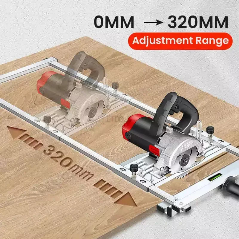 Circular Saw Guide Rail – 0–320mm Adjustable, Stainless Steel, Dust Adapter