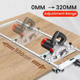 Circular Saw Guide Rail – 0–320mm Adjustable, Stainless Steel, Dust Adapter