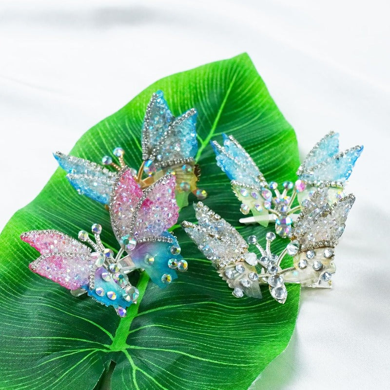 Butterfly Hair Clips – Women's, Moving Wings, Rhinestone Sparkle & 8-Pack