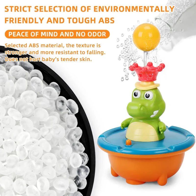 Crocodile Bath Toy with LED Light – Water Fountain, 4 Spray Heads & 360° Rotation