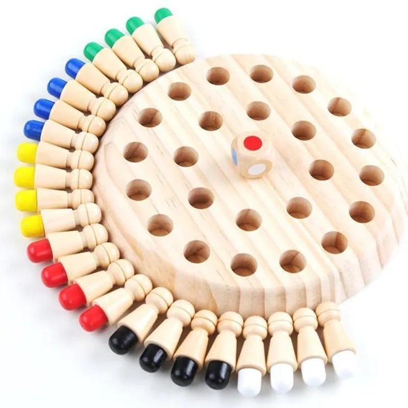 Enhanced Product Title: "Holz-Gedächtnisspiel für Kinder ab 3 Jahren – Mit bunten Farbsteckern und Würfel für spielerisches Lernen" 

This title is optimized for Google Shopping by including relevant keywords and providing a clear description of the produ