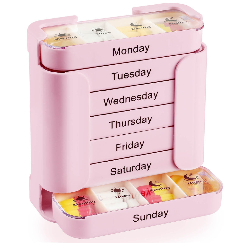 7-Day Pill Organizer – Color-Coded Compartments, Weekday Labels & Travel Size