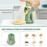 Enhanced Product Title: **5-Blade Rotating Grater with Suction Base – Versatile Kitchen Tool for Effortless Grating and Slicing**