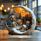 Rustic Acrylic Christmas Ornament Figurine - Festive Table Decor for Holiday Celebrations