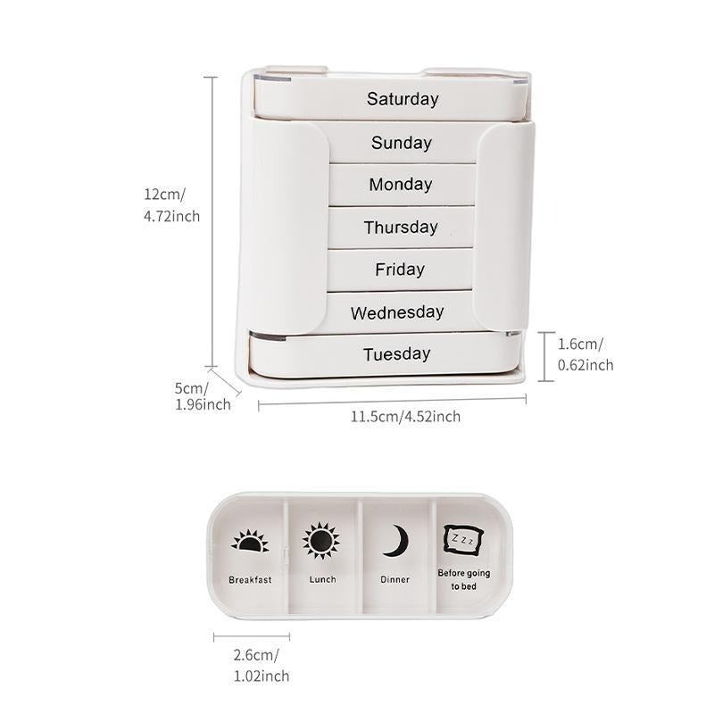 7-Day Pill Organizer – Color-Coded Compartments, Weekday Labels & Travel Size