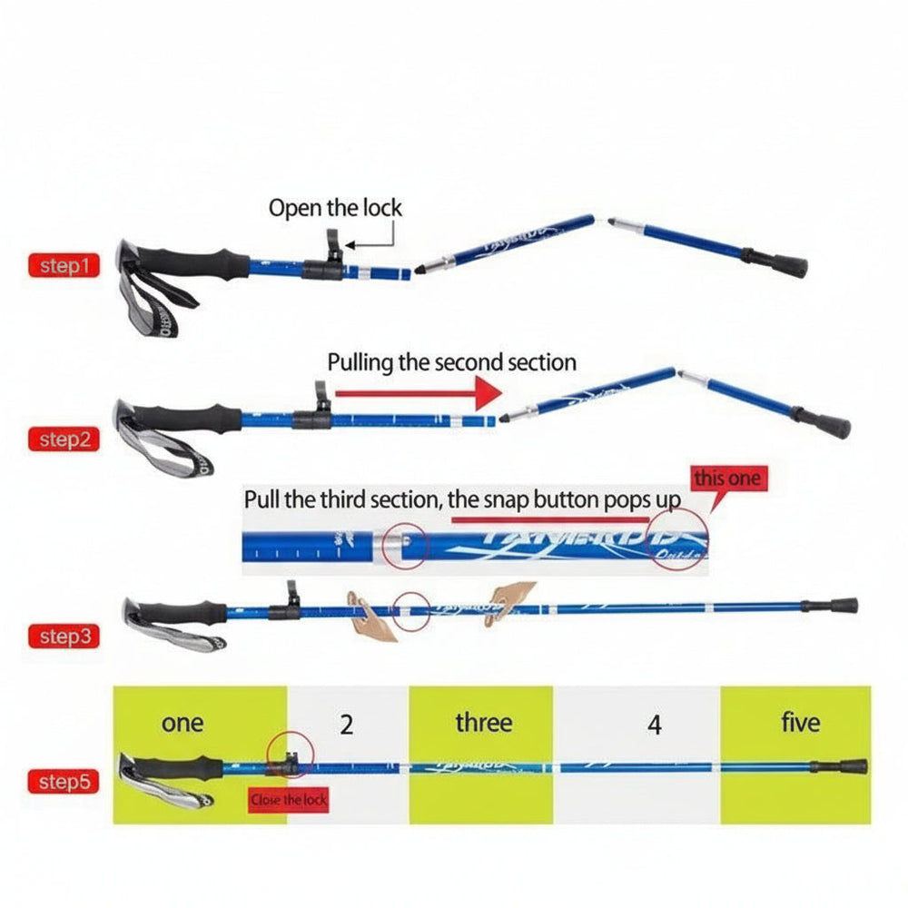 Trekking Pole – Foldable Telescoping Design, Adjustable Length & Aluminum Alloy