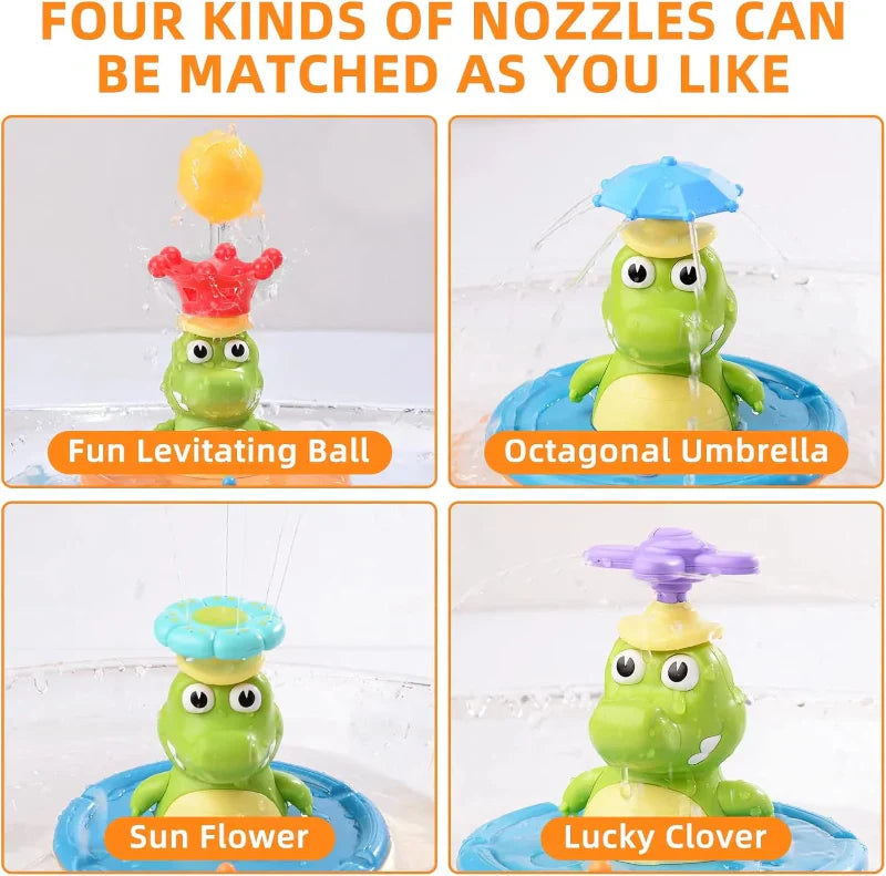 Crocodile Bath Toy with LED Light – Water Fountain, 4 Spray Heads & 360° Rotation