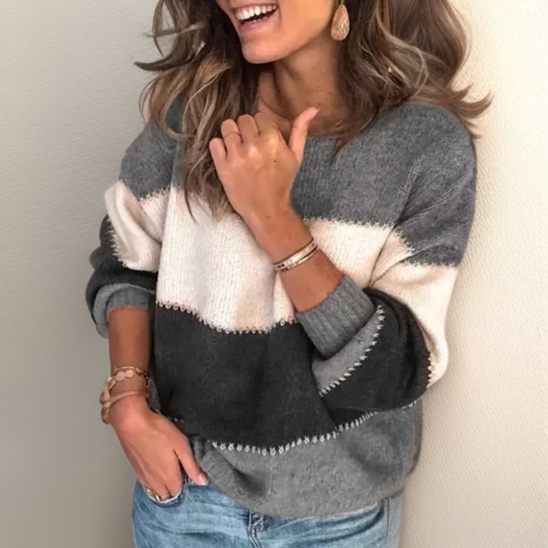 Lianni Gemütlicher Gestreifter Luxus-Pullover für Damen – Hochwertiger, Bequemer Strickpullover im Trend-Design