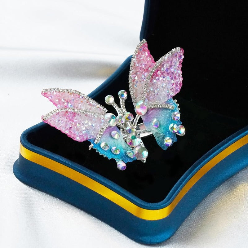 Butterfly Hair Clips – Women's, Moving Wings, Rhinestone Sparkle & 8-Pack