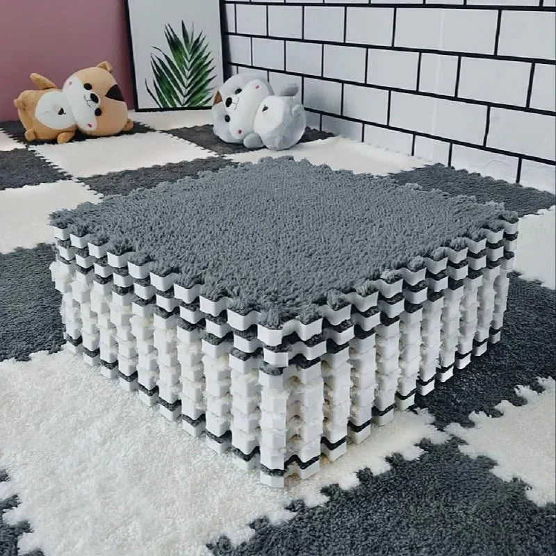 Plush Puzzle Rug Tiles – Foam, 30×30cm & Non-Slip Interlocking