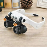 Head-Mounted Magnifying Glasses – LED Light, 10x-25x Interchangeable Lenses & Adjustable Headband