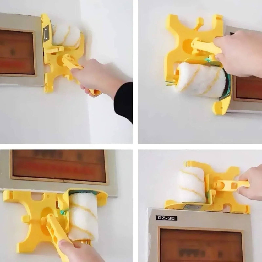 Paint Roller with Edge Guide – No-Tape Precision, Ergonomic Grip, 2 Refills