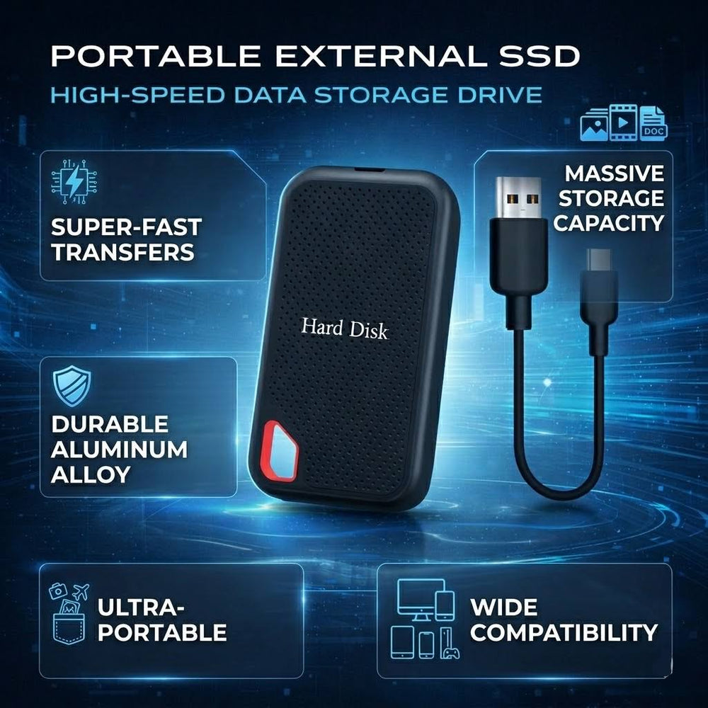 External SSD Drive – High-Speed, USB-C Connectivity & Portable Storage Design