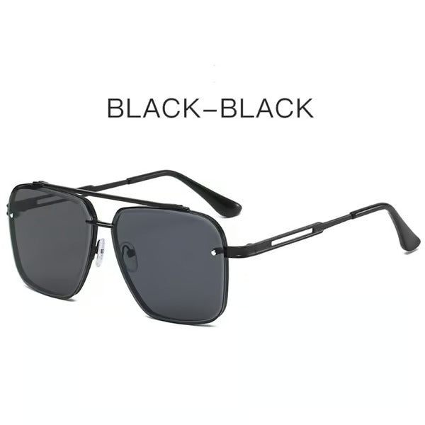 Oversized Retro Sunglasses – UV400 Protection, Metal Frame, Gold Accents, Unisex