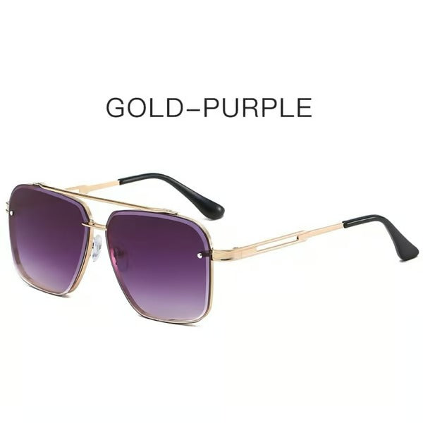 Oversized Retro Sunglasses – UV400 Protection, Metal Frame, Gold Accents, Unisex