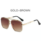 Oversized Retro Sunglasses – UV400 Protection, Metal Frame, Gold Accents, Unisex
